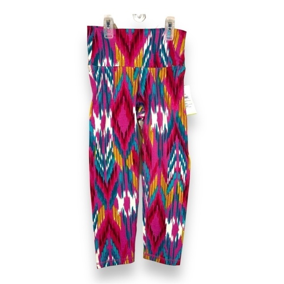 XS NEW OLD NAVY COLORFUL LEGGINGS TRIBAL PINK HIGH RISE STRETCH  ATHLETIC - Picture 1 of 11